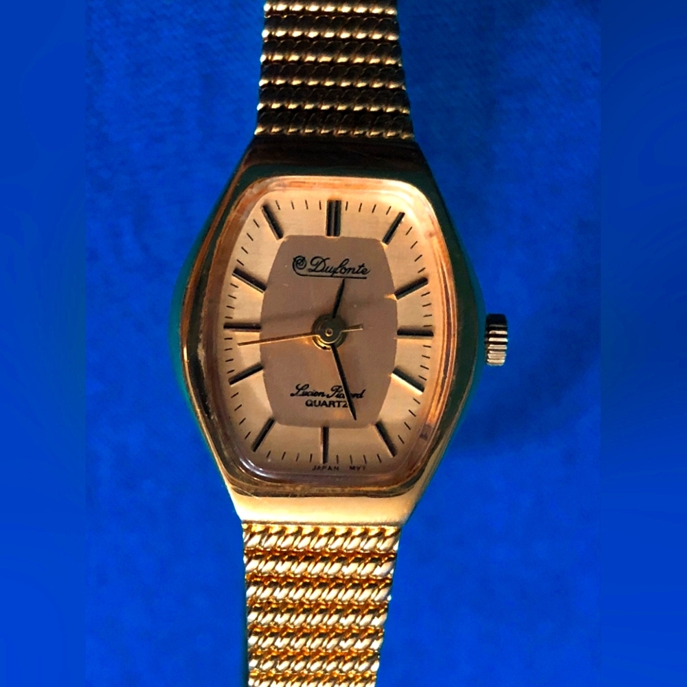 Dufonte Lucien Piccard Gold Tone Quartz Women's Watch Sz. 5 3/4" New Battery